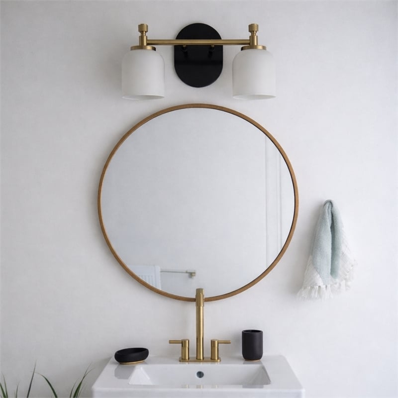 Ashcroft Gold Metal Two-Light Frosted Dome Wall Sconce