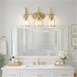 Vanity Gold Metal Glow Vanity Light Fixture with Three Clear Glass Shades