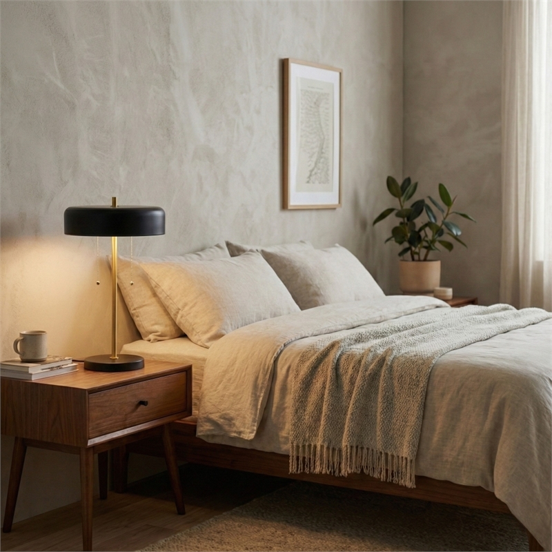 Blossom Contemporary Black and Gold Accent Metal Table Lamp
