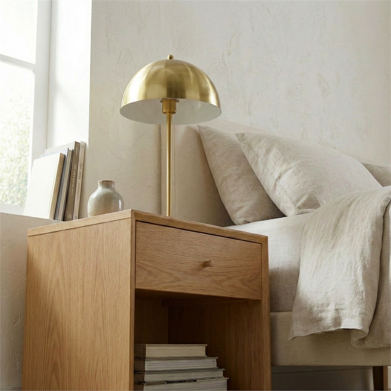 Valiente Gold Dome Shade Metal Table Lamp with Contemporary Style
