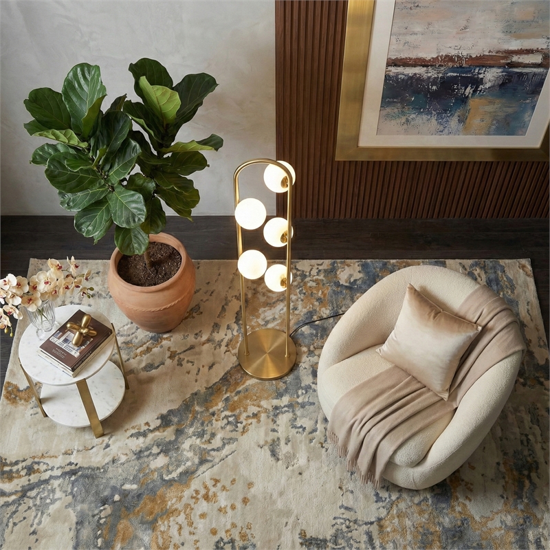 Attitude Brass Globe Metal Floor Lamp with Modern Arched Design