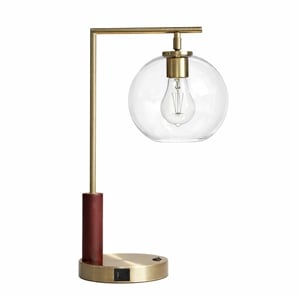 Fuska Glass Globe Metal Table Lamp with Antique Brass Finish