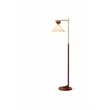 Alvina Modern Wood and Brass Floor Lamp with Linen Shade