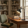 Halona Adjustable Black Industrial Desk Lamp with Wood and Metal Design