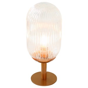 Aquila Bronze Base Table Lamp with Ribbed Glass Shade
