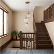 Flora Modern Gold Metal Triple Pendant Light with Ribbed Glass