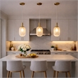Ada Modern Ribbed Glass Metal Pendant Light with Gold Finish