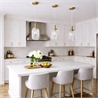 Ada Modern Ribbed Glass Metal Pendant Light with Gold Finish