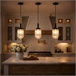 Daphne Modern Ribbed Glass Metal Pendant Light with Black Finish