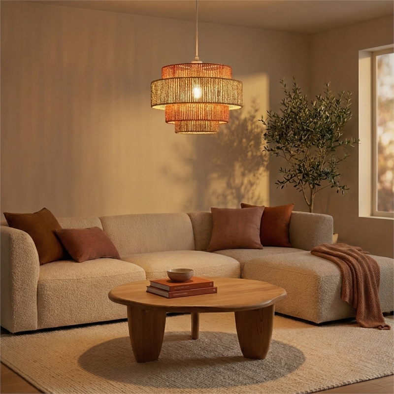 Minso Layered Rope Metal Pendant Light in Multi-Color Boho Style