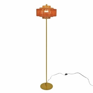 Pinkly Layered Bohemian Rope Metal Floor Lamp with Gold Finish