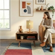 Opa Woven Table Lamp with Natural Wood Accent