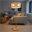 Bloom Natural Wood Floor Lamp with Linen Drum Shade