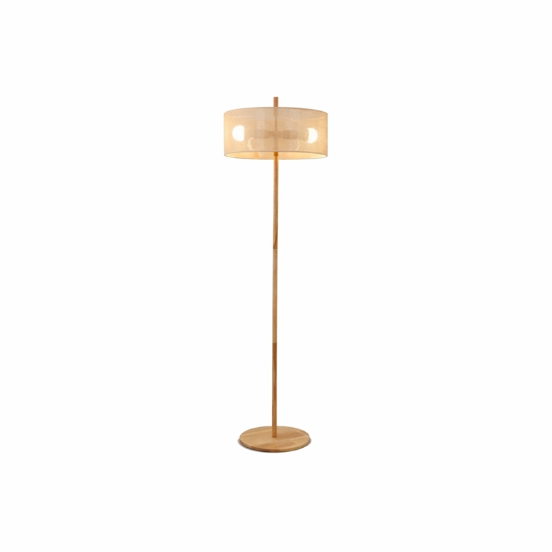 Bloom Natural Wood Floor Lamp with Linen Drum Shade