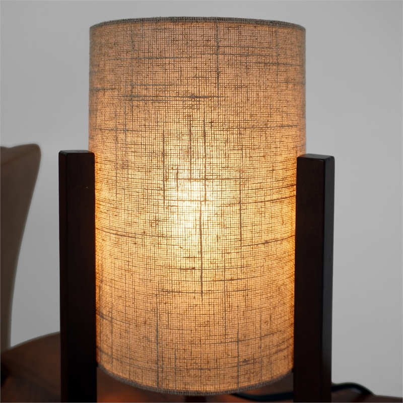 Karwen Minimalist Natural Wood Frame Table Lamp with Linen Shade