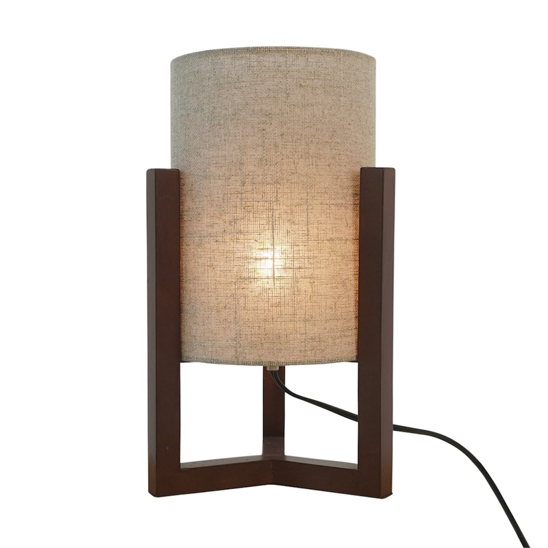 Karwen Minimalist Natural Wood Frame Table Lamp with Linen Shade