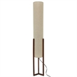 Azur Contemporary Cylinder Fabric Floor Lamp with Brown Wood Base