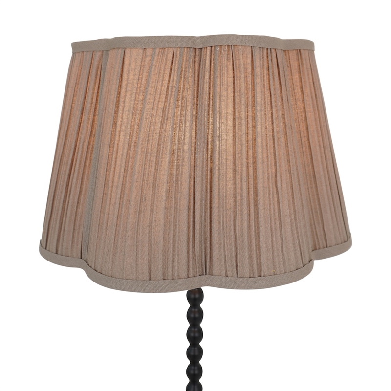 Oly Textured Black Metal Floor Lamp with Pleated Shade