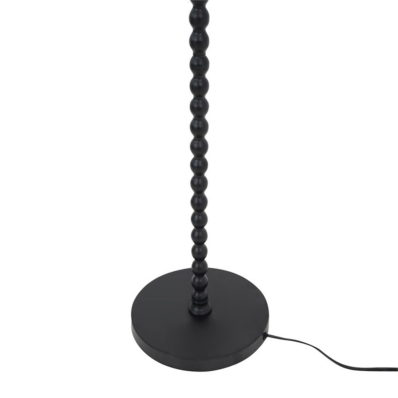 Oly Textured Black Metal Floor Lamp with Pleated Shade