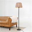 Oly Textured Black Metal Floor Lamp with Pleated Shade