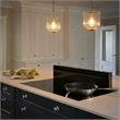 Erin Ribbed Glass Pendant Light with Adjustable Brass Chain