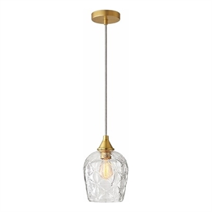 Rosen Vintage Diamond-Cut Glass Gold Metal Pendant Light