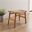 Tundra Rustic Mid-Century Style Solid Wood Frame Loom Stool in Tan