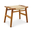 Tundra Rustic Mid-Century Style Solid Wood Frame Loom Stool in Tan