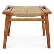 Tundra Rustic Mid-Century Style Solid Wood Frame Loom Stool in Tan