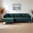 Edenton Mid-Century Modern Velvet Left Facing Sectional Sofa in Dark Green