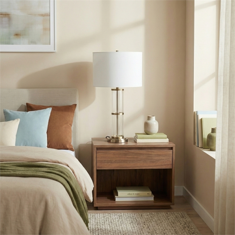 Bled Modern Elegant Glass and Nickel Accent Table Lamp