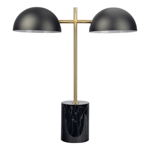 Ledin Black and Gold Double Light Table Lamp with Marble Base