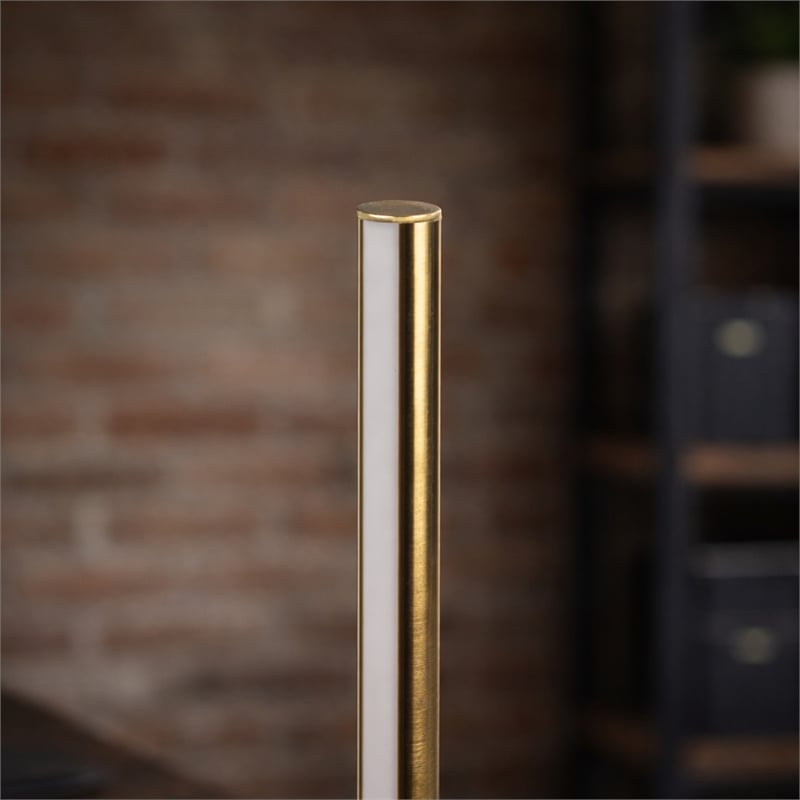 William Contemporary Black LED Table Lamp with Gold Metal Details
