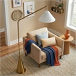 Pleit Modern Brushed Brass Floor Lamp with Hanging Fabric Shade