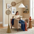 Pleit Modern Brushed Brass Floor Lamp with Hanging Fabric Shade
