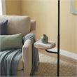 Drone Multi-Functional Black Floor Lamp with Wood Shelf and Metal Base