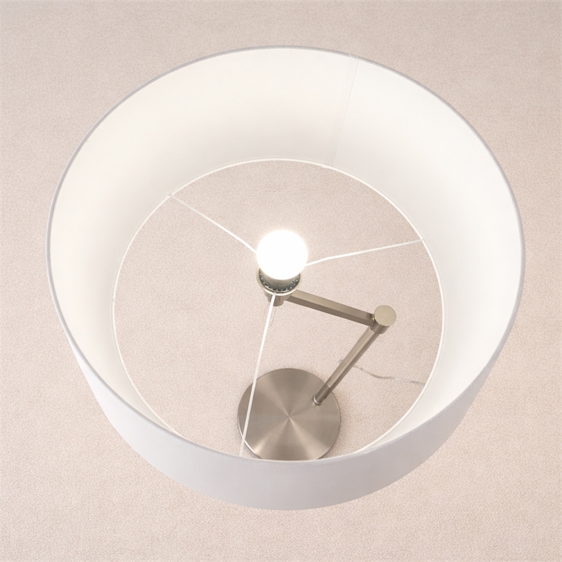 Azur Contemporary Nickel Metal Floor Lamp with White Drum Shade