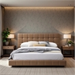 Claire Vegan Leather Upholstered Platform Queen Bed in Tan