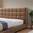 Claire Vegan Leather Upholstered Platform Queen Bed in Tan