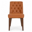 Albion Stylish Leather Dining Chair with Walnut Legs and Plush Padding in Tan