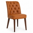 Albion Stylish Leather Dining Chair with Walnut Legs and Plush Padding in Tan