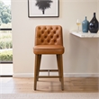 Ontario Mid-Century Counter Stool with Vegan Leather & Walnut Finish Legs in Tan