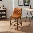 Ontario Mid-Century Counter Stool with Vegan Leather & Walnut Finish Legs in Tan