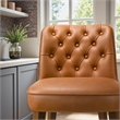Ontario Mid-Century Counter Stool with Vegan Leather & Walnut Finish Legs in Tan