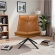 Medford Modern Living Room Vegan Leather Swivel Accent Chair in Tan
