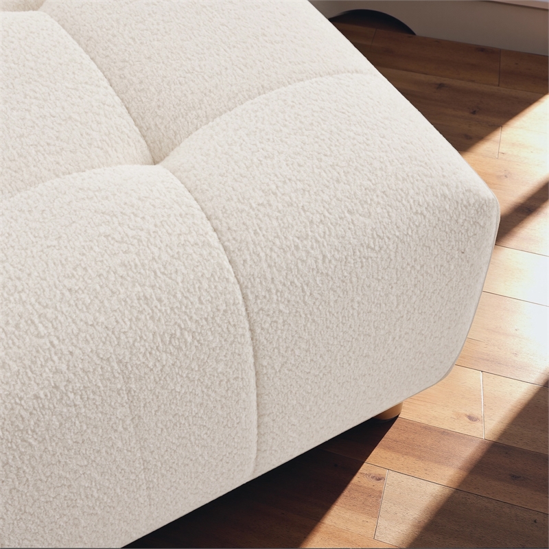 Kayzer Luxurious Boucle Fabric Ottoman in Ivory