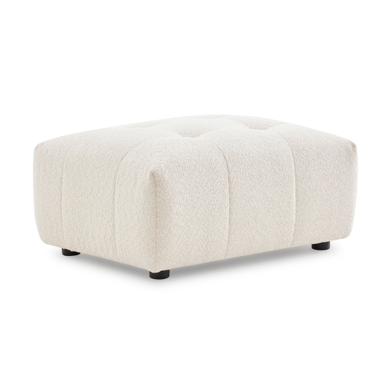 Kayzer Luxurious Boucle Fabric Ottoman in Ivory