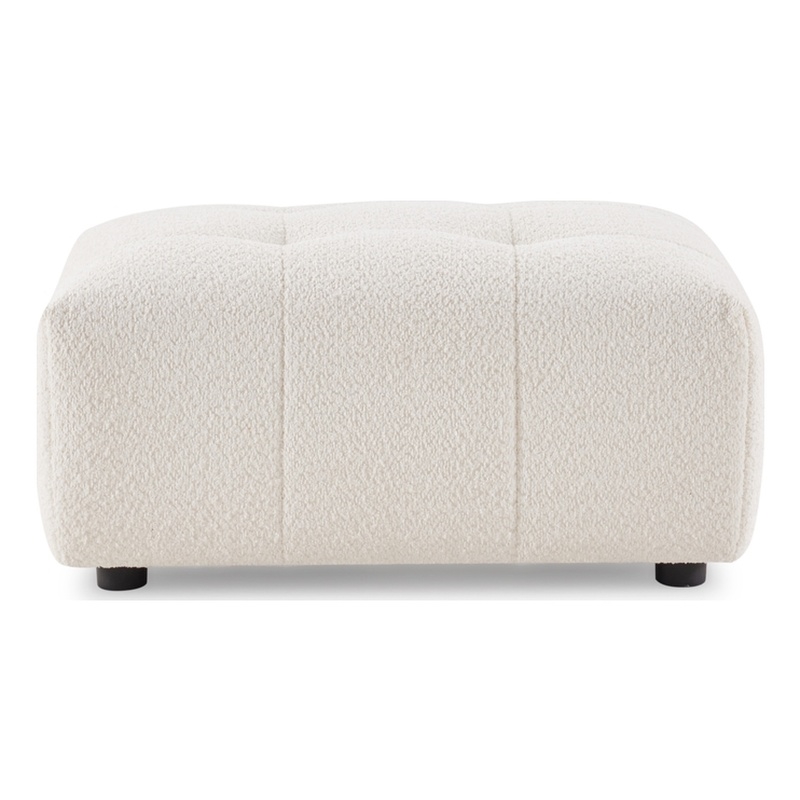 Kayzer Luxurious Boucle Fabric Ottoman in Ivory