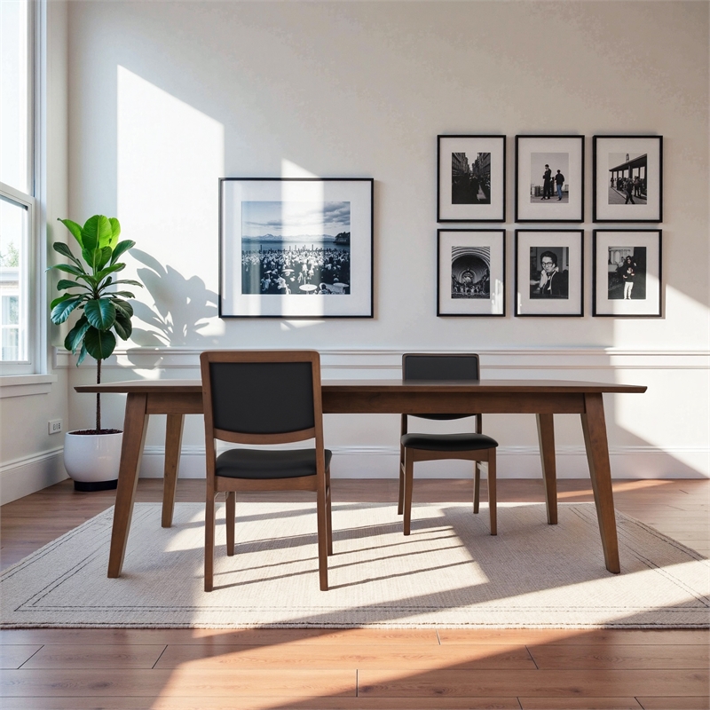 Andover Stylish Mid-Century Modern Solid Wood Dining Chairs in Black (Set of 2)