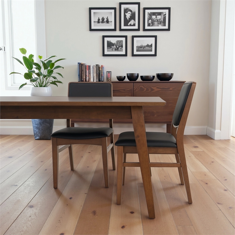 Andover Stylish Mid-Century Modern Solid Wood Dining Chairs in Black (Set of 2)